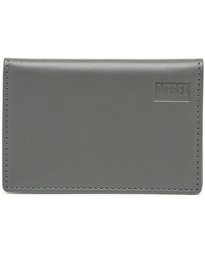 DIESEL Bi-fold Card Holder In Two-tone Leather - Grey