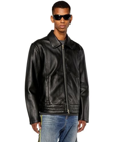 DIESEL Shirt Jacket In Supple Leather - Black