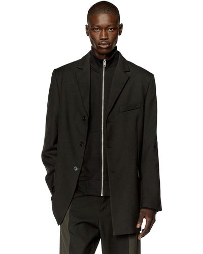 DIESEL Tailored Jacket In Wool And Fleece - Black
