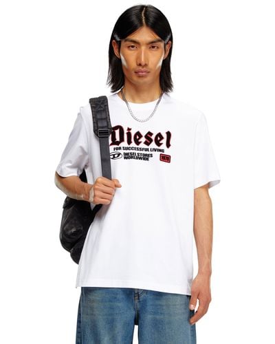 DIESEL T-shirt With Flocked Print - White