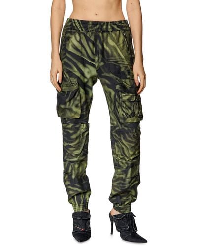 DIESEL Pantalon cargo en sergé camouflage zébré - Vert