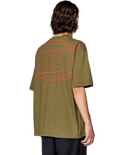 DIESEL T-shirt con maxi-ricamo oval D - Verde