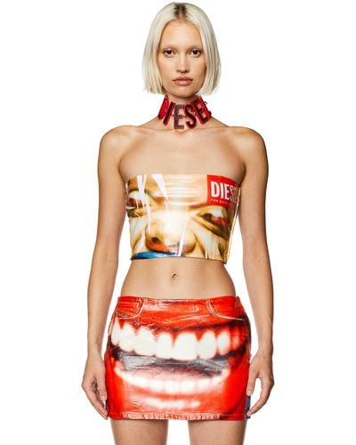 DIESEL Tube Top With Face Print - White