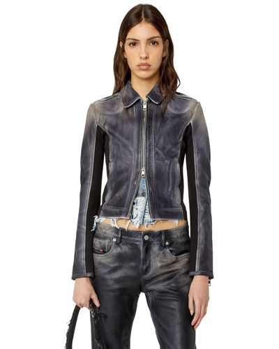 DIESEL Paneled Perforated-leather Jacket - Black