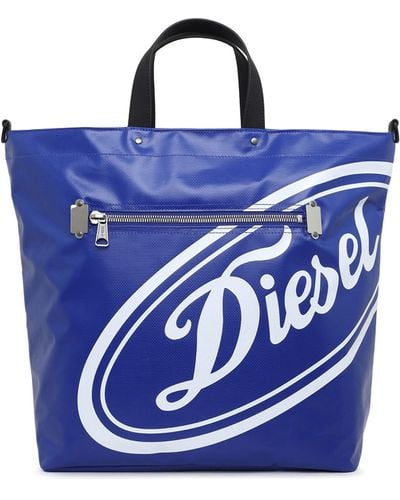DIESEL Shoppertasche aus Zeltstoff mit Vintage-Logo - Blau