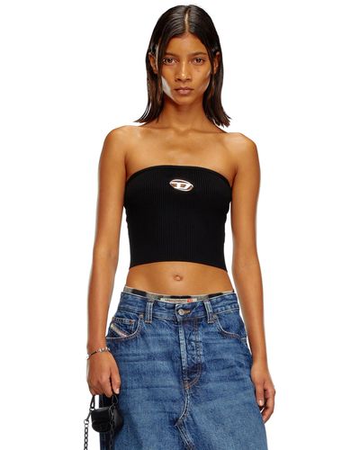 DIESEL Bandeau-Top mit Logo-Plakette - Schwarz