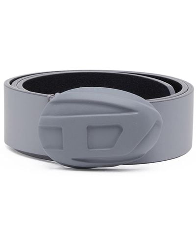 DIESEL Leather Belt With Hard-shell Oval D Buckle - Grey