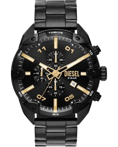 DIESEL Spiked Chronograph Black Stainless Steel Watch