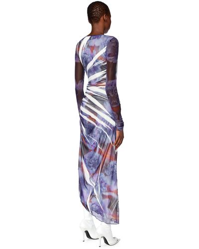 DIESEL Long Dress In Printed Mesh - Purple