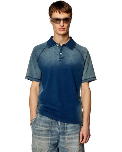 DIESEL Polo Shirt With Sun-faded Effects - Blue