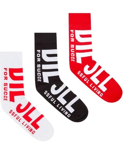 DIESEL 3-pack Of Maxi Logo Socks - Red