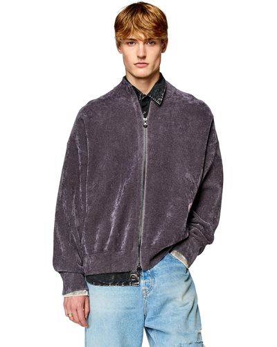 DIESEL Track Jacket With Distressed Oval D - Purple