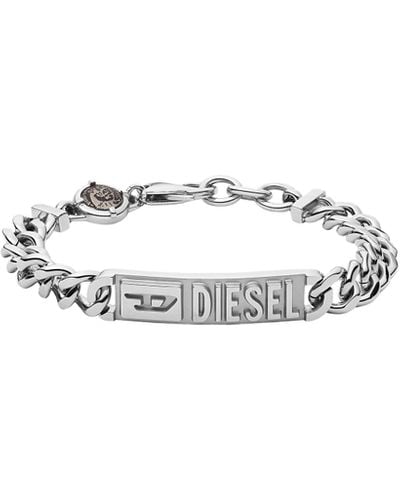 DIESEL Dx1225 Logo-engraved Stainless Steel Id Bracelet - Metallic