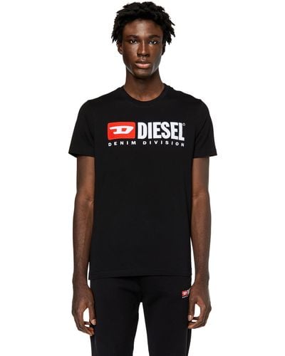 DIESEL T-Shirt mit Logo-Stickerei - Schwarz