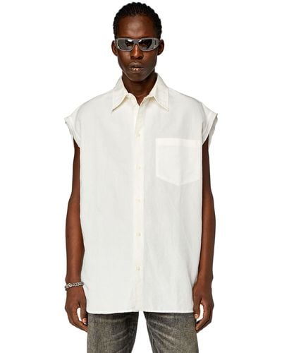 DIESEL Sleeveless Shirt In Linen Blend - White