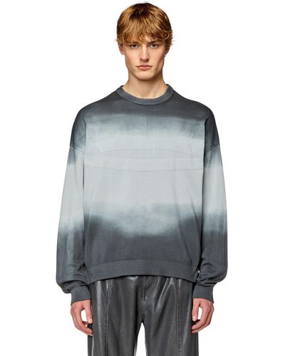 DIESEL Dégradé Sweater With Oversized Logo - Gray