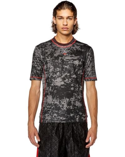 DIESEL T-shirt jacquard camouflage con stampa cloudy - Nero