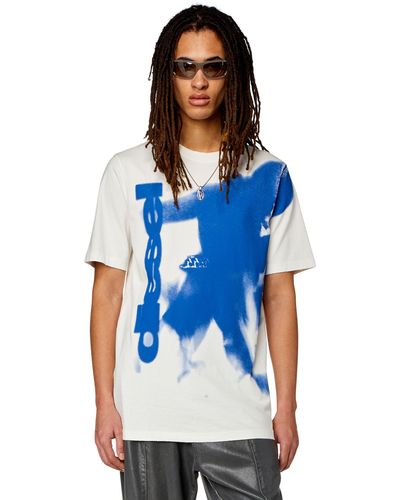 DIESEL T-shirt avec imprimé taché - Bleu
