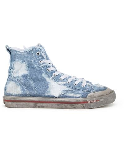 DIESEL S-athos Mid Distressed Sneakers - Blue