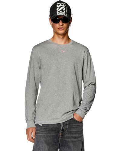 DIESEL Long-sleeve T-shirt With Logo Patch - Gray