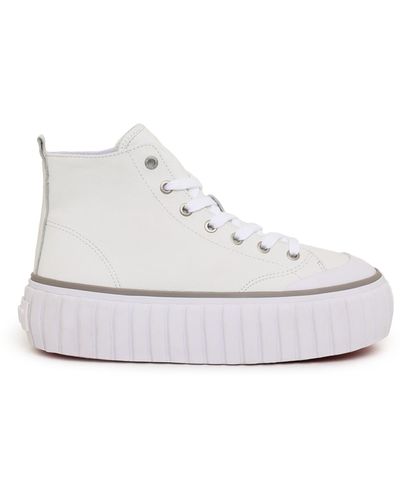 DIESEL High-top Flatform Sneaker In Leather - White
