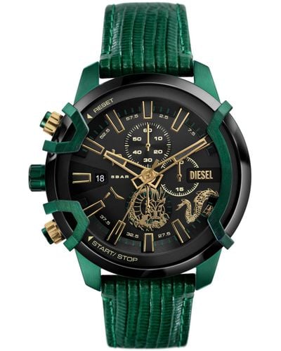 DIESEL Montre chronographe Griffed en cuir vert