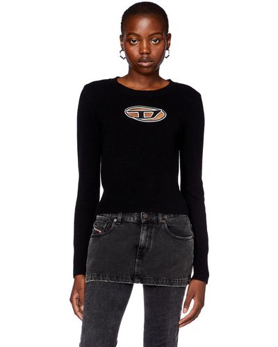 DIESEL Pulli mit gesticktem Cutout-Logo - Schwarz