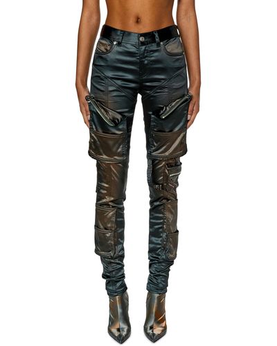 DIESEL Utility Trousers In Shiny Satin - Blue
