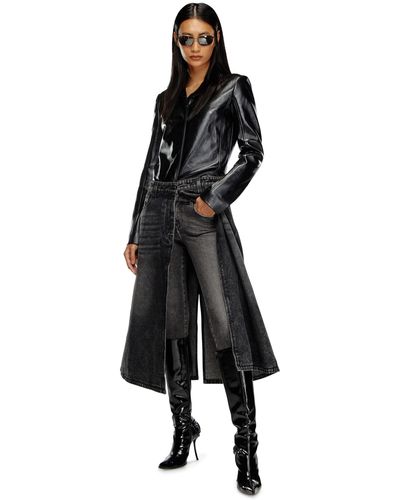 DIESEL Hybrid Coat In Denim And Leather - Black