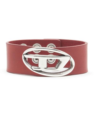 DIESEL Cuff Bracelet With D Plaque - Red