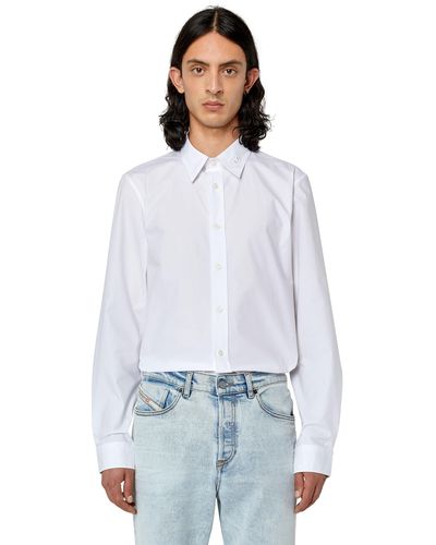 DIESEL Cotton Shirt With Tonal Logo Embroidery - White