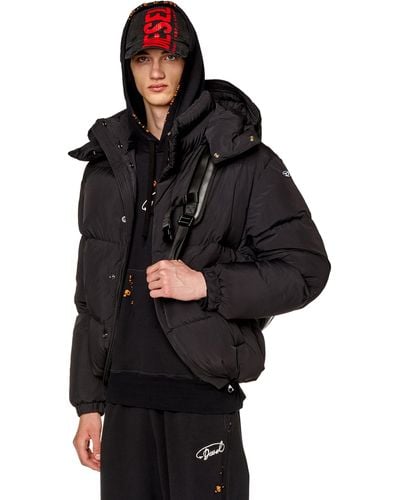 DIESEL Puffer Jacket With Detachable Hood - Black