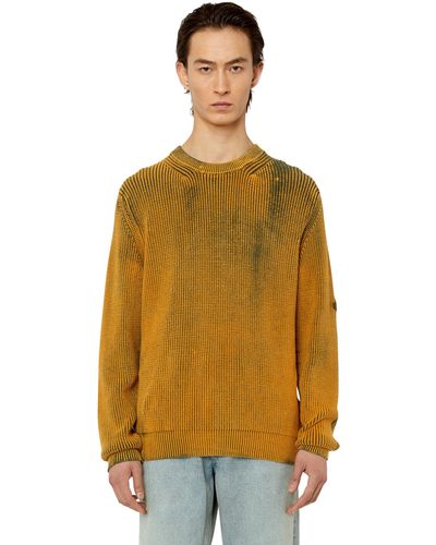 DIESEL Ribbed Sweater With Color Fading - Yellow