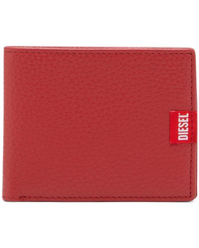 DIESEL Leather Bi-fold Wallet With Red Logo Tag