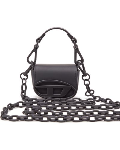 DIESEL Iconic Micro Bag Charm In Matte Leather - Black