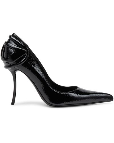 DIESEL Glossy Court Shoes With Curved Heel - Black