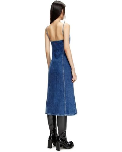 DIESEL Strappy Midi Dress In Denim - Blue