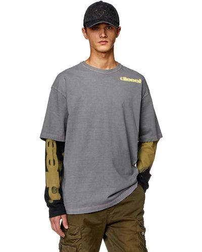 DIESEL Layered-effect Top With Smudged Print - Grey