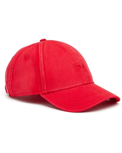 DIESEL Baseball Cap In Washed Cotton Twill - Red