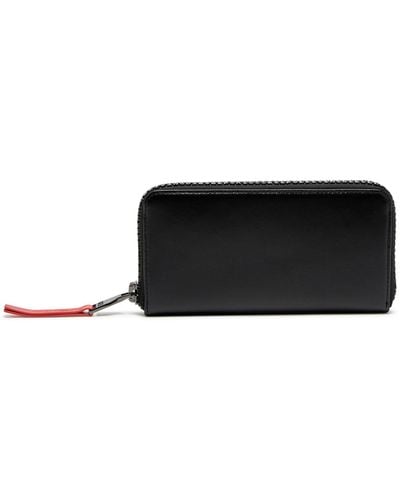 DIESEL Long Leather Wallet With Logo Zip - Black