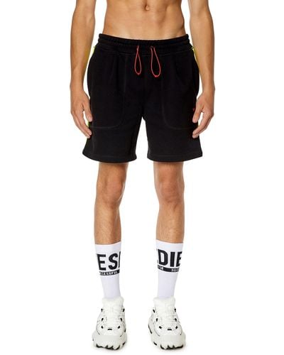 DIESEL Sweat Shorts With Reflective Logo Bands - Black