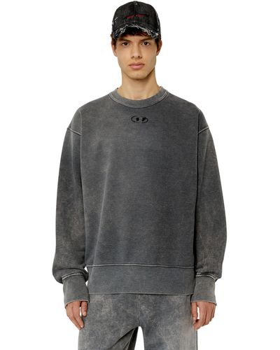 DIESEL Oversized Faded Sweatshirt With Logo - Grey