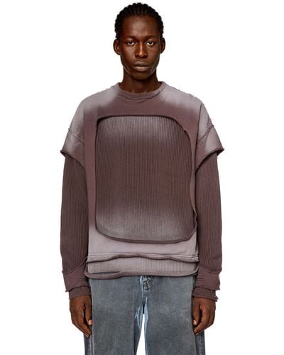 DIESEL Sweater With Destroyed Peel-off Effect - Brown