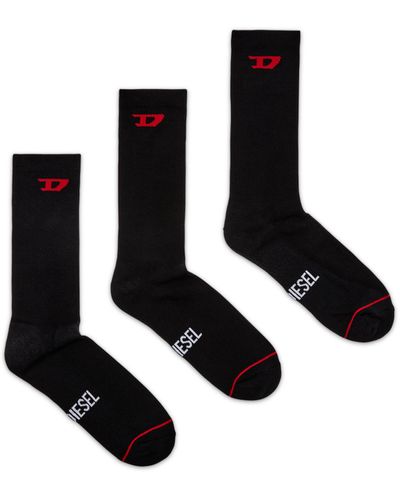 DIESEL Socken im Dreierpack mit D-Logo - Schwarz