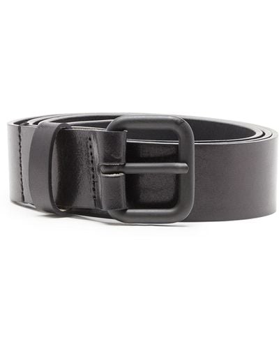 DIESEL Leather Belt With Metal Logo Insert - Multicolour