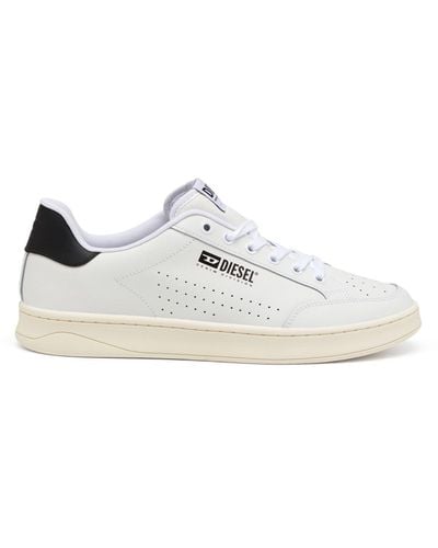 DIESEL Retro Trainers In Perforated Leather - White
