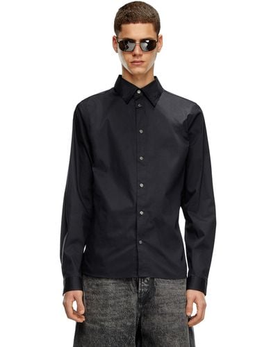 DIESEL Formal Shirt With Logo-embroidered Collar - Blue