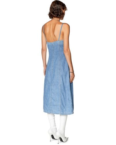 DIESEL Strappy Midi Dress In Fix Denim - Blue