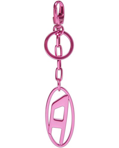 DIESEL Schlüsselanhänger aus Metall mit Logo-Plakette - Pink