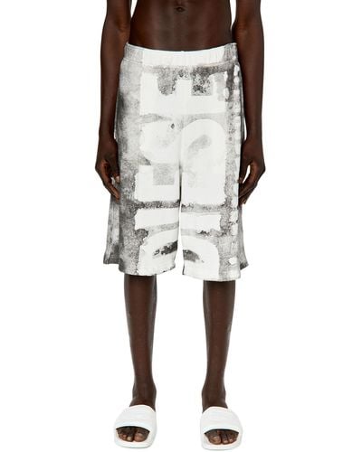 DIESEL Shorts sportivi con logo effetto bleed-through - Bianco
